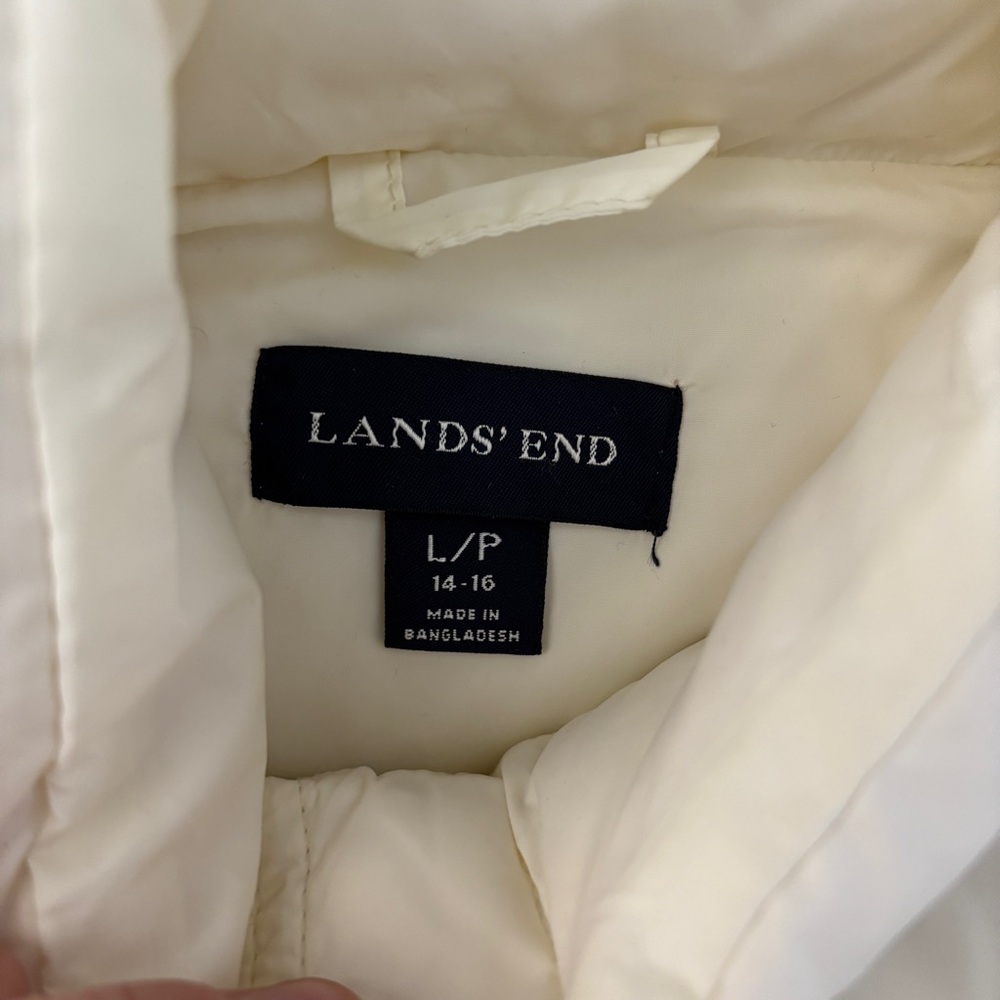 Lands’ End Quilted Down Puffer Vest Button Front White Women's - Picture 3 of 6